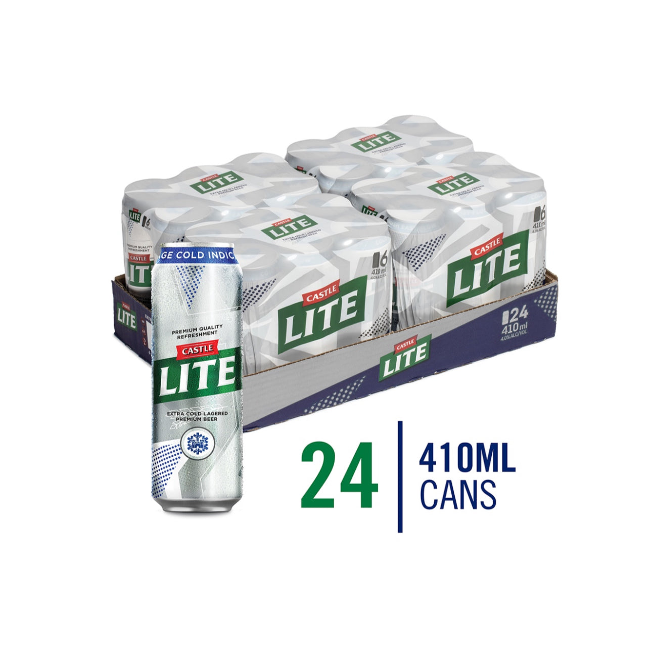 Castle Lite Premium Beer 24 x 410ml Can
