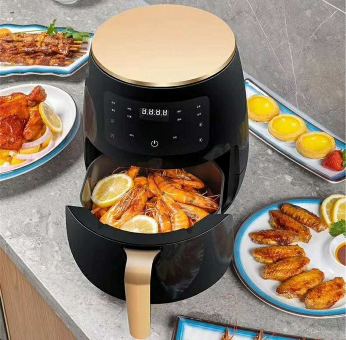 6L Digital Roaster Air Fryer with Paper Liners - Black