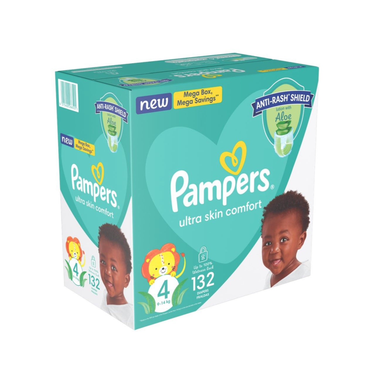 Pampers Anti-Rash Shield Taped Diaper - 132 Nappies