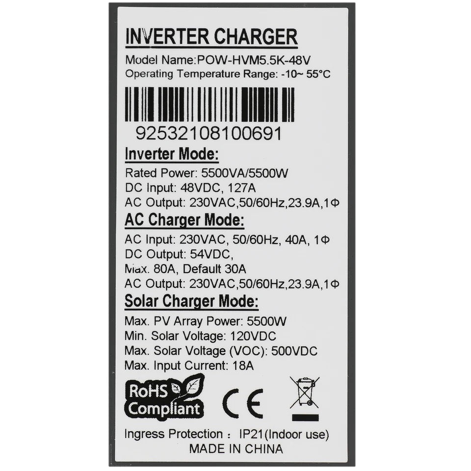 16,5 Kva Hybrid Inverter (3 x 5,5Kva)