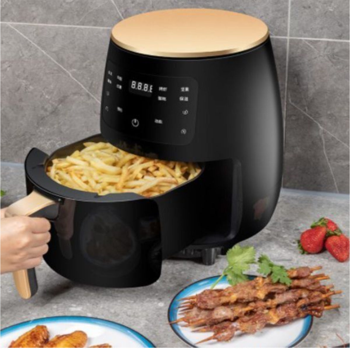 6L Digital Roaster Air Fryer with Paper Liners - Black