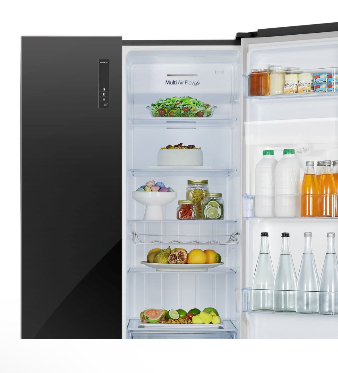 Hisense 508L Side by Side Fridge with Water Dispenser - Black Glass