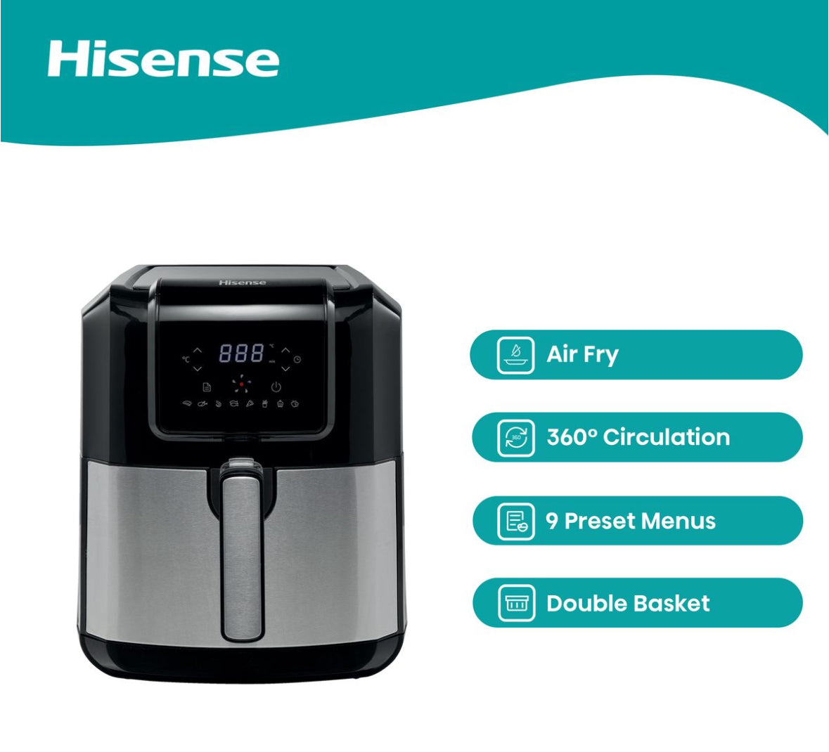 Hisense 6.3L Air Fryer with Digital Touch Control Panel