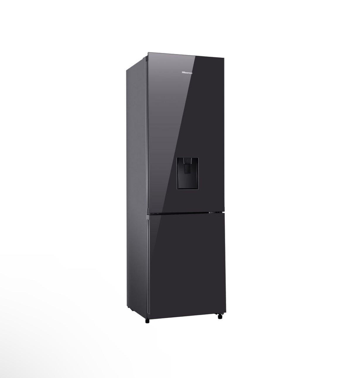 Hisense 263L Bottom Freezer Fridge with Water Dispenser - Black Glass