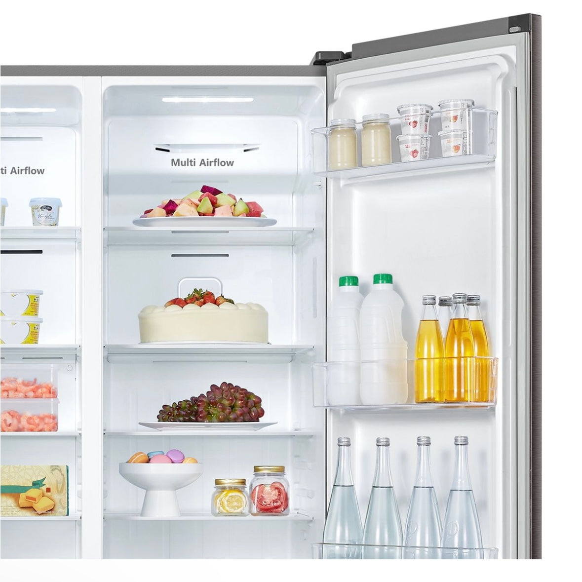 Hisense 508L No Frost Side by Side Fridge Freezer - Titanium Inox