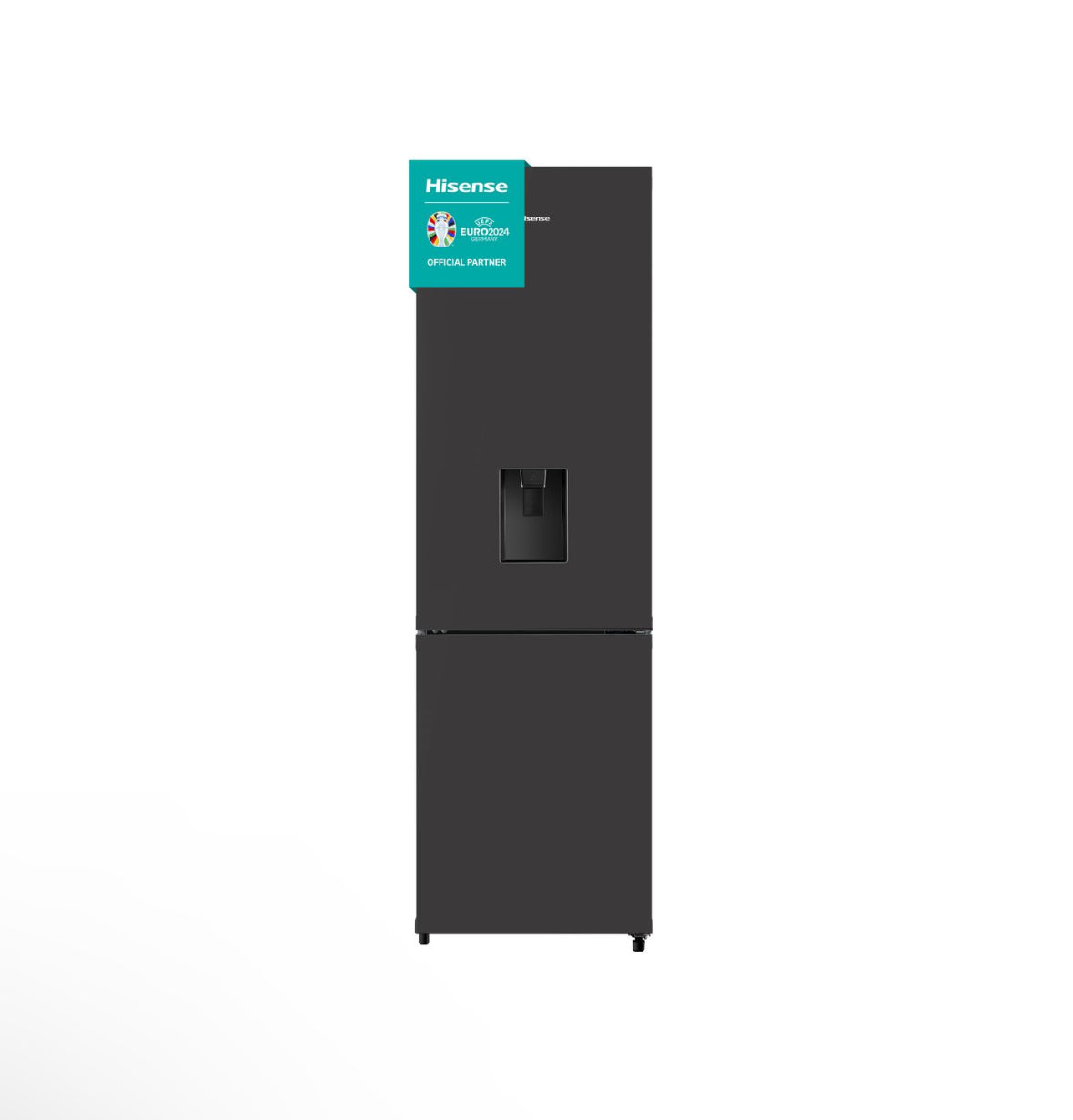 Hisense 263L Bottom Freezer Fridge with Water Dispenser - Black Glass
