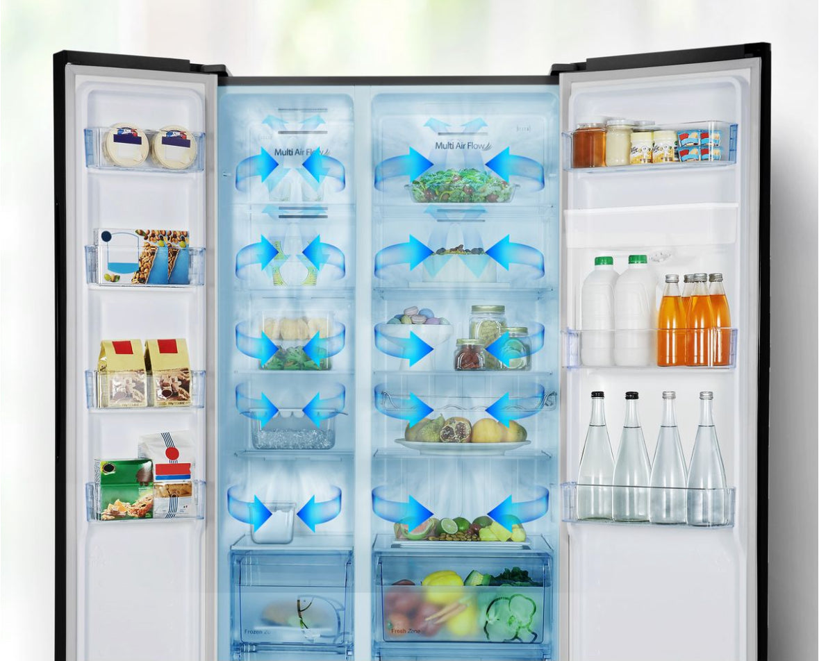 Hisense 508L Side by Side Fridge with Water Dispenser - Black Glass