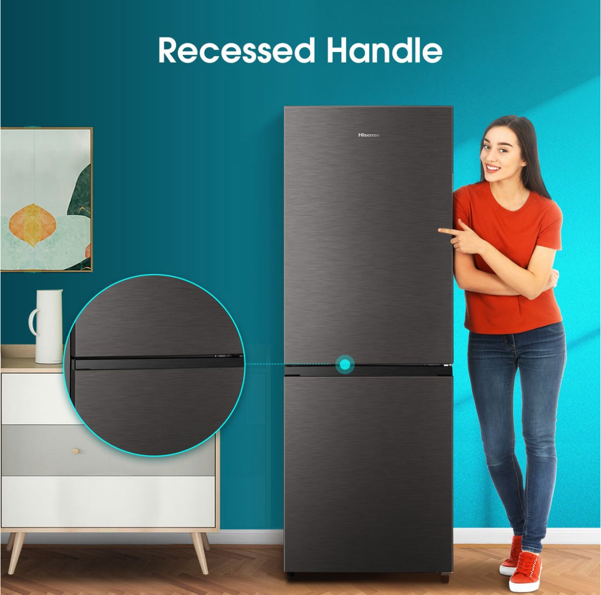 Hisense 223L Bottom Freezer Fridge - Titanium Inox