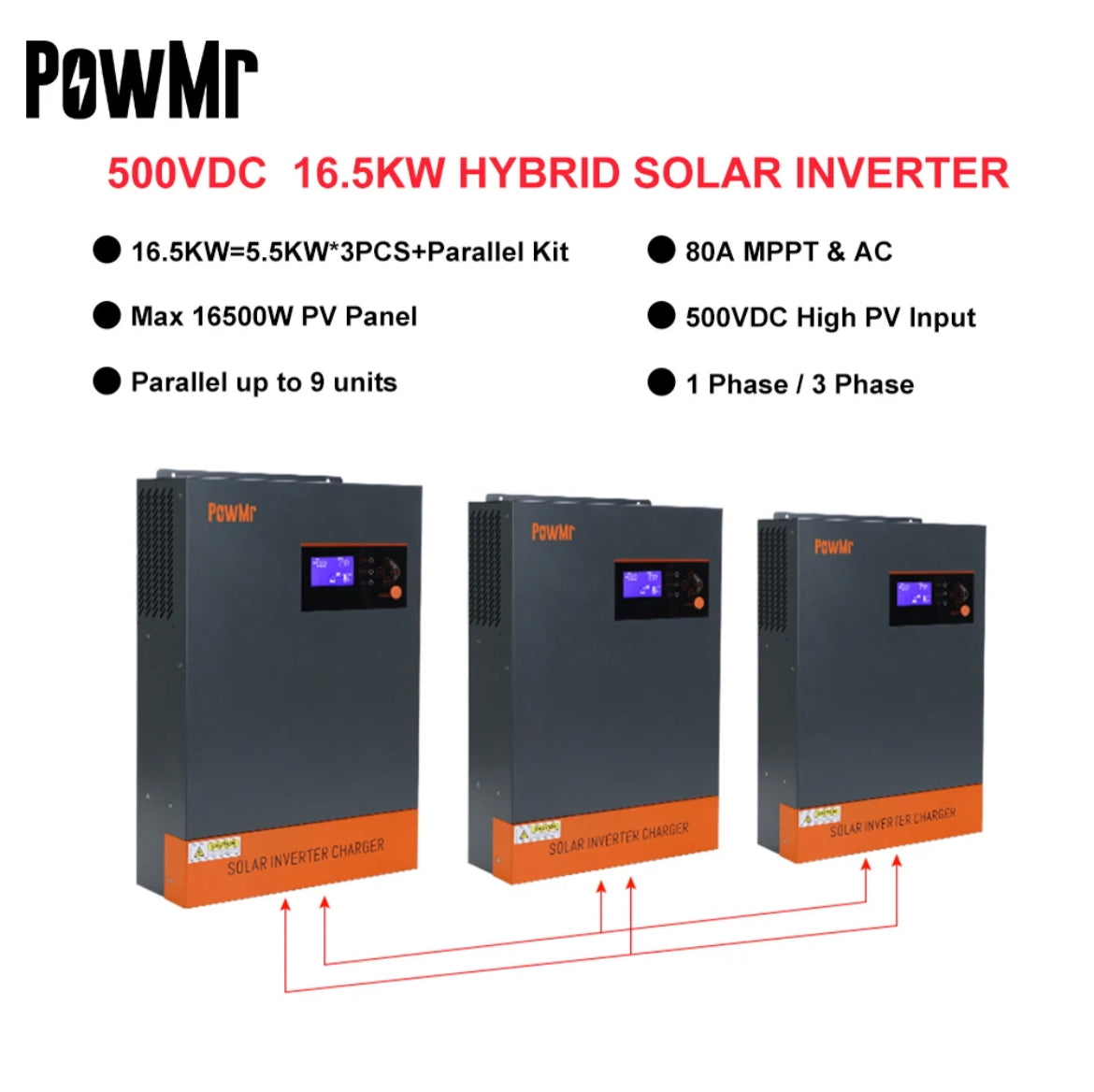 16,5 Kva Hybrid Inverter (3 x 5,5Kva)